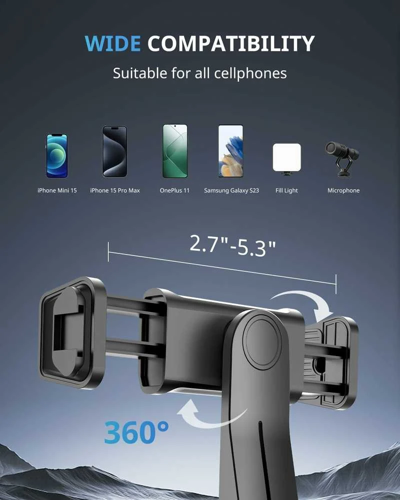 UBeesize 12" LED žiedinė lempa su telefonu laikikliu ir 50" trikoju, USB maitinimas