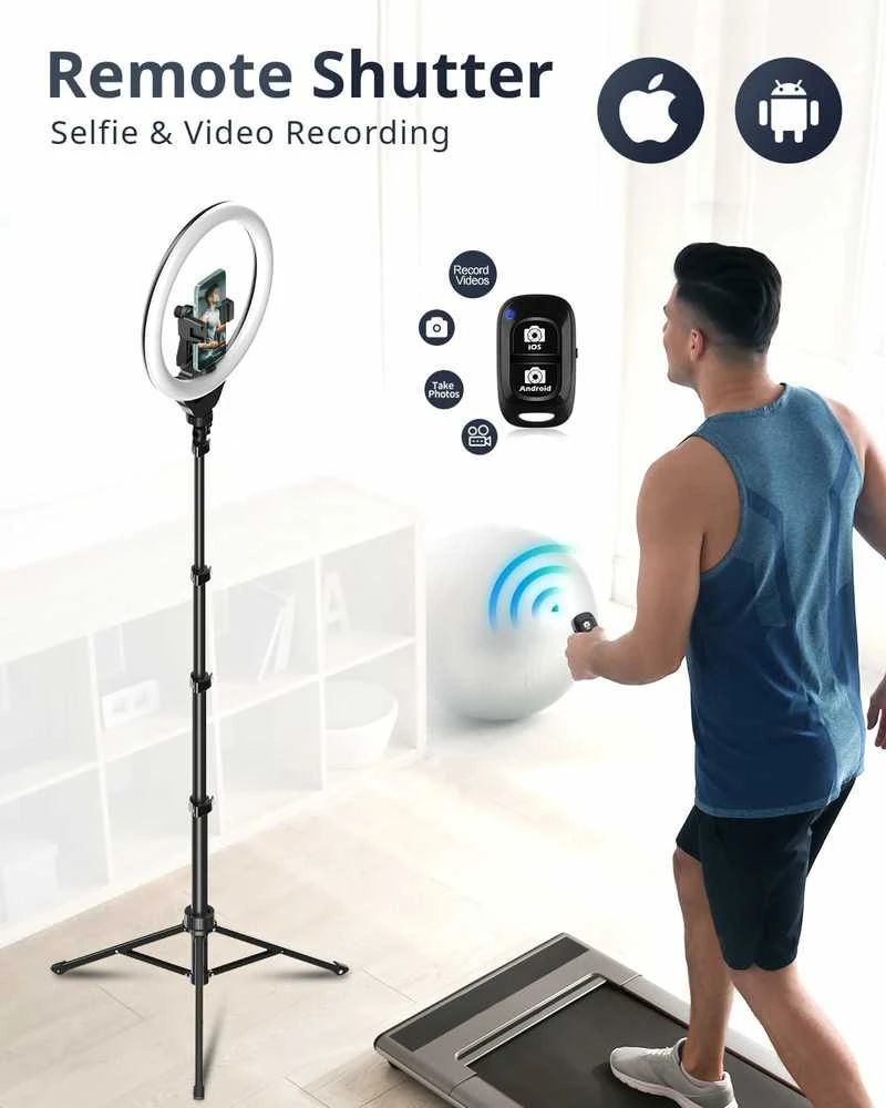 UBeesize 30,5 cm LED selfių žiedinis apšvietimas su 170 cm stovu, USB, modelis TBC001