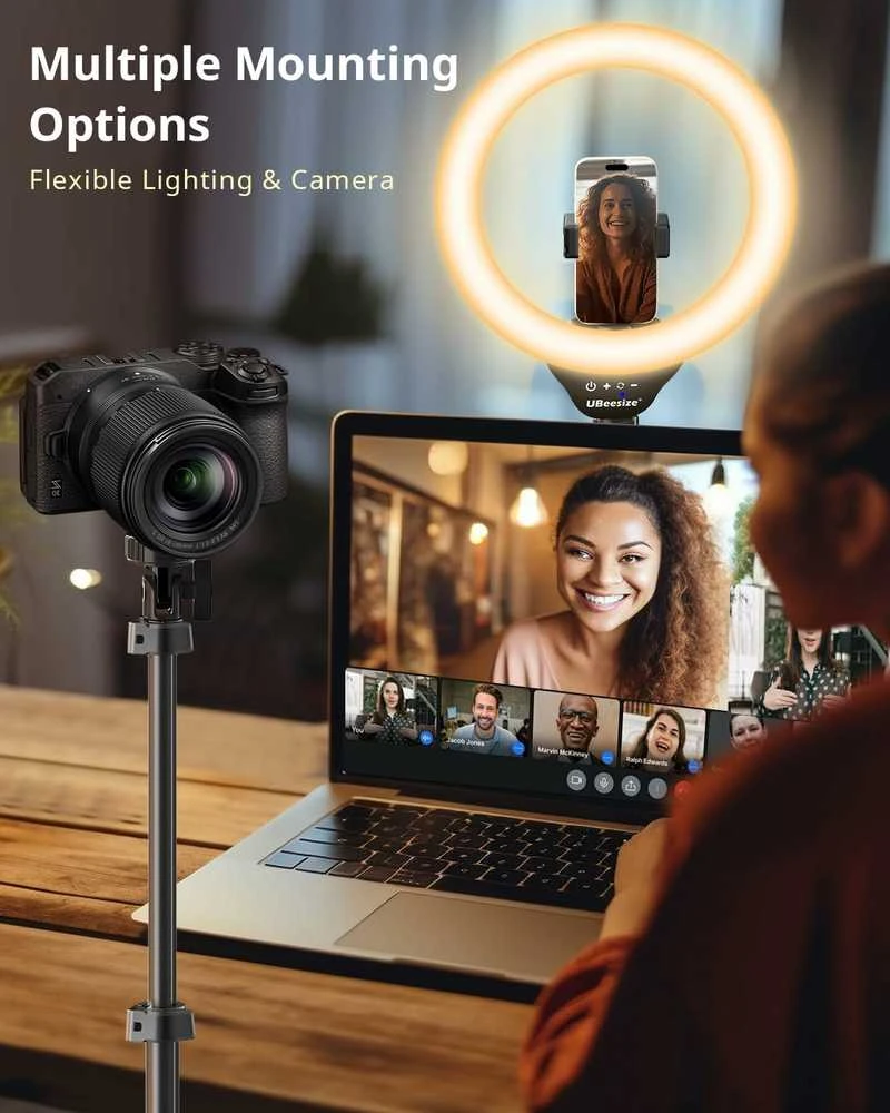 UBeesize 30,5 cm LED selfių žiedinis apšvietimas su 170 cm stovu, USB, modelis TBC001
