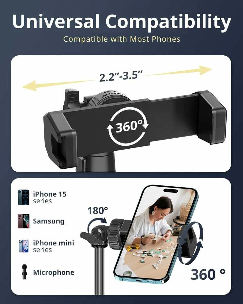 UBeesize 30,5 cm LED selfių žiedinis apšvietimas su 170 cm stovu, USB, modelis TBC001