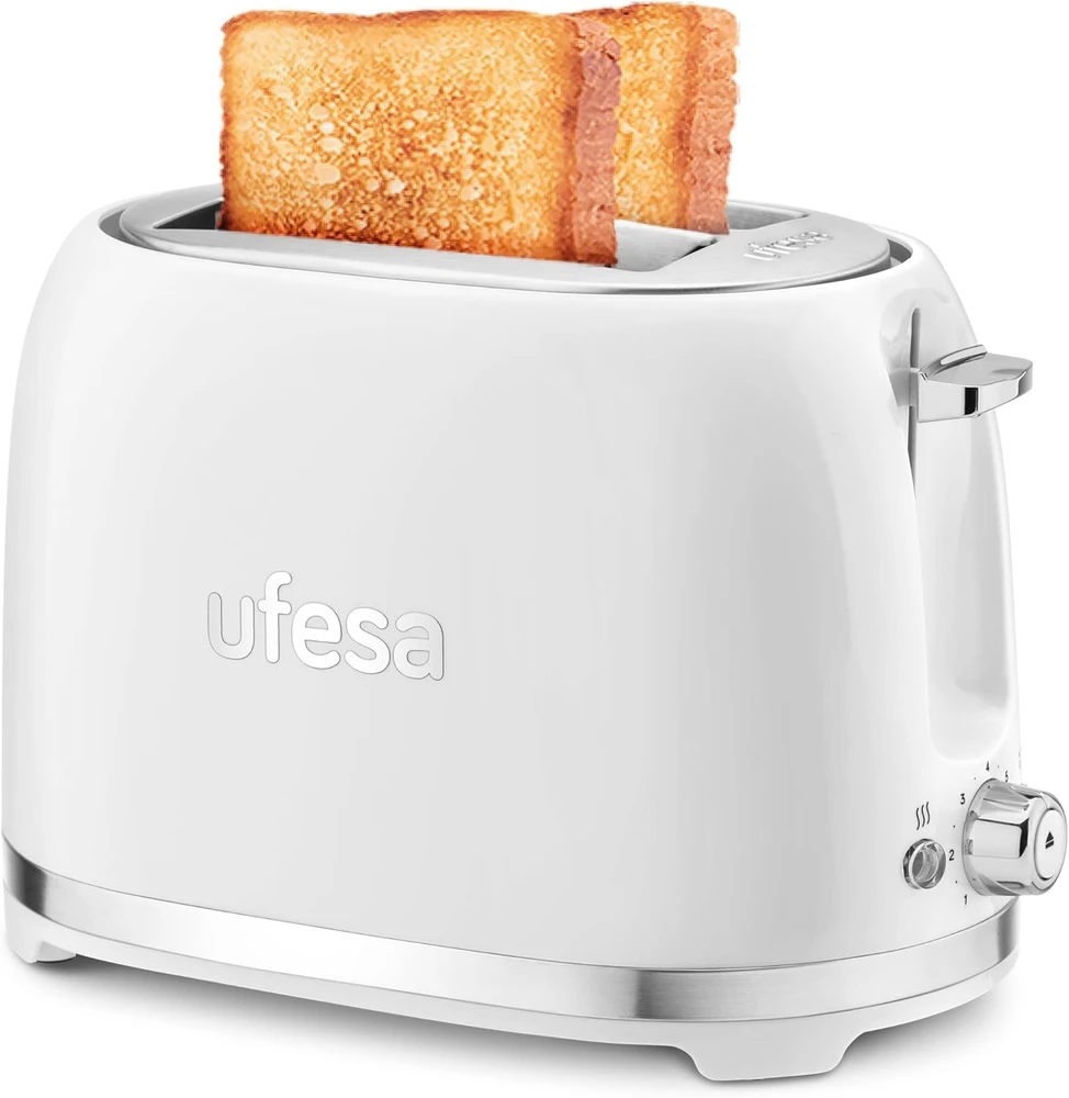 Ufesa Classic Pinup vintage skrudintuvas, 850 W, 2 plačios angos, baltas