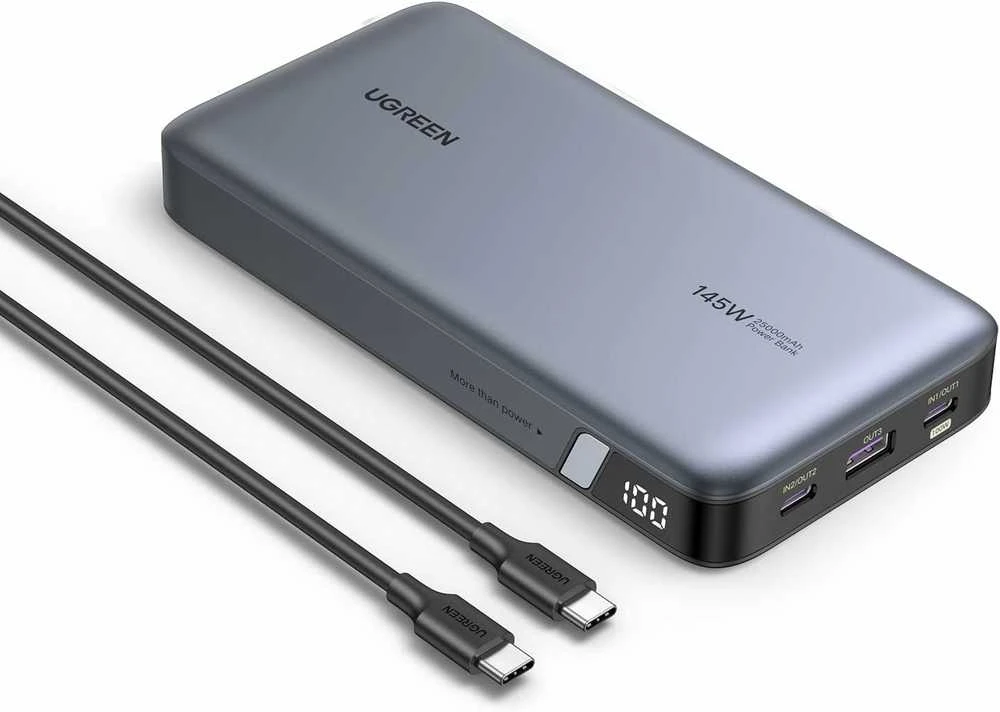 Nešiojamas įkroviklis UGREEN Powerbank 145W nešiojamajam kompiuteriui - 3 jungtys / 25000mAh