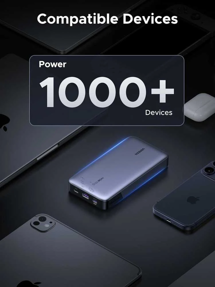 Nešiojamas įkroviklis UGREEN Powerbank 145W nešiojamajam kompiuteriui - 3 jungtys / 25000mAh