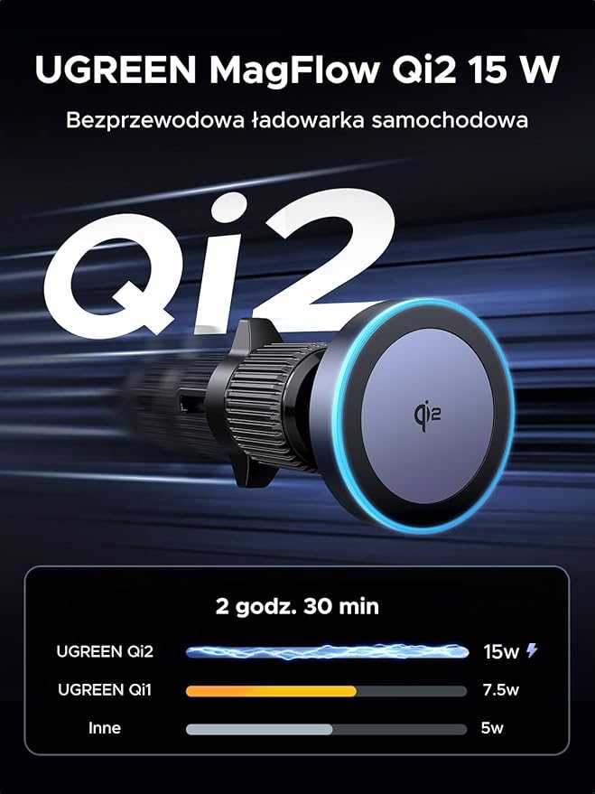 Automobilinis laikiklis-įkroviklis Ugreen CD256 15W juodas