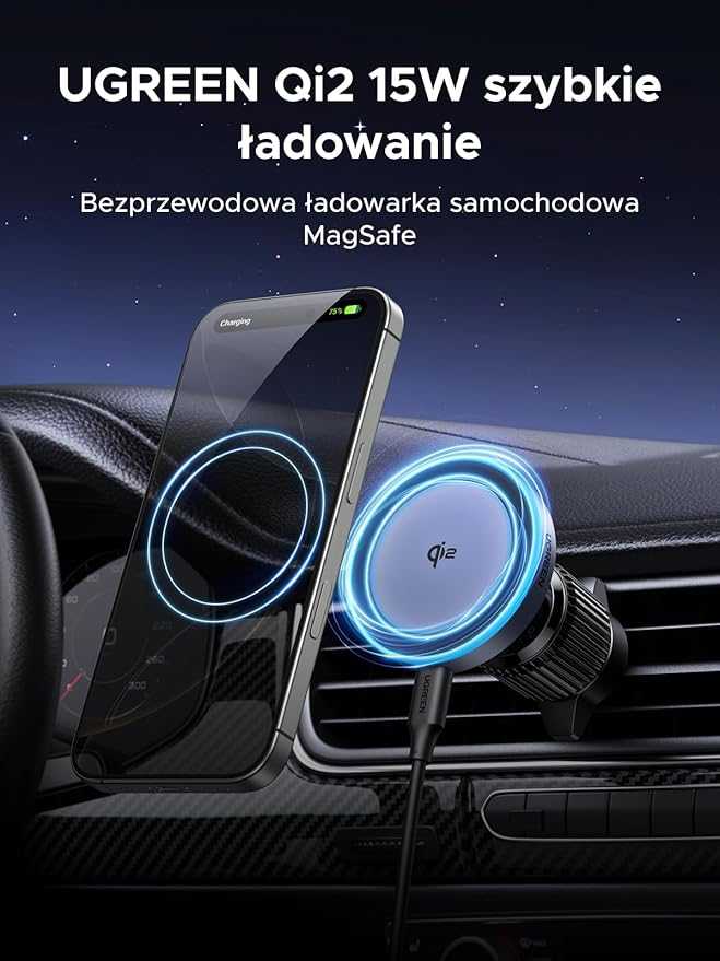 Automobilinis laikiklis-įkroviklis Ugreen CD256 15W juodas