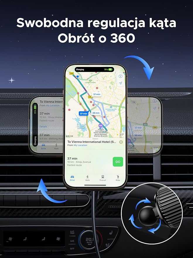 Automobilinis laikiklis-įkroviklis Ugreen CD256 15W juodas