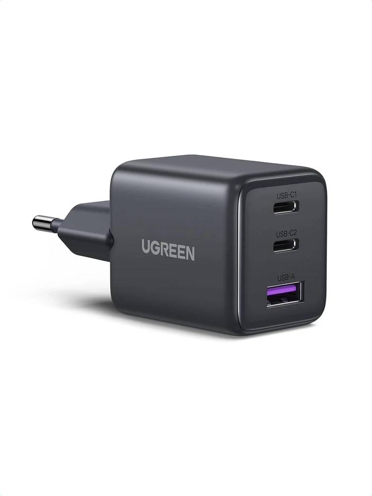 UGREEN 30W GaN II 3 lizdų USB-C / USB-A sieninis įkroviklis, juodas