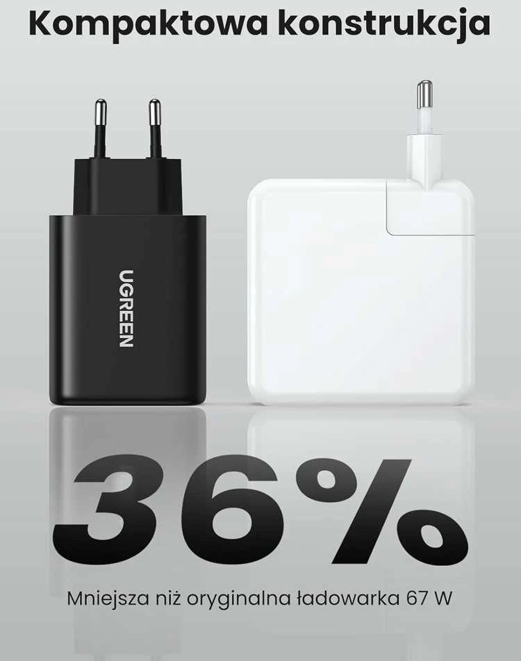 Sieninis įkroviklis UGREEN CD275, 2x USB-C, 1x USB, 65W (balta)