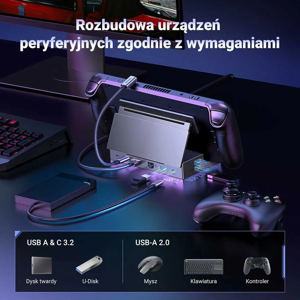 UGREEN 9in1 USB-C dokinė stotelė Steam Deck/ROG Ally su 4K60 HDMI, 100W PD ir LAN