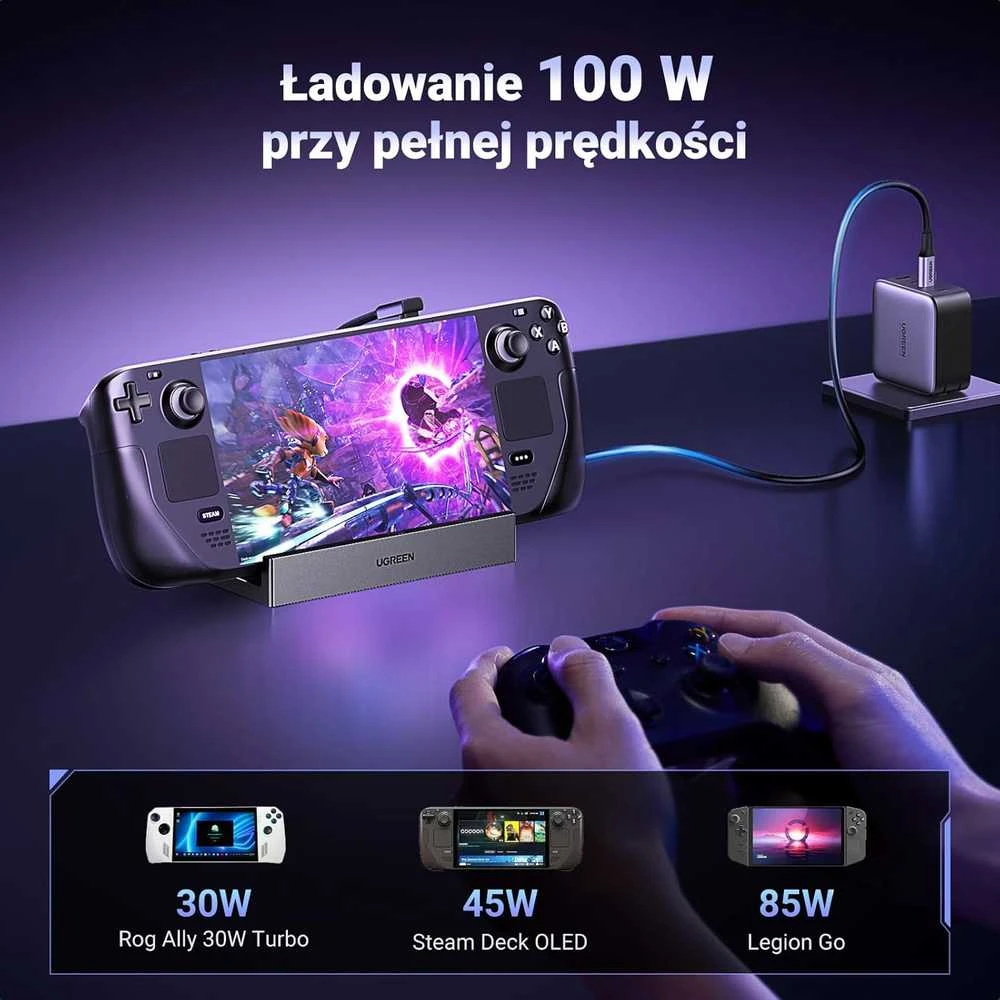 UGREEN 9in1 USB-C dokinė stotelė Steam Deck/ROG Ally su 4K60 HDMI, 100W PD ir LAN
