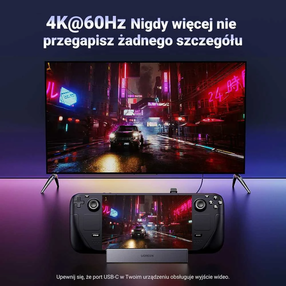UGREEN 9in1 USB-C dokinė stotelė Steam Deck/ROG Ally su 4K60 HDMI, 100W PD ir LAN