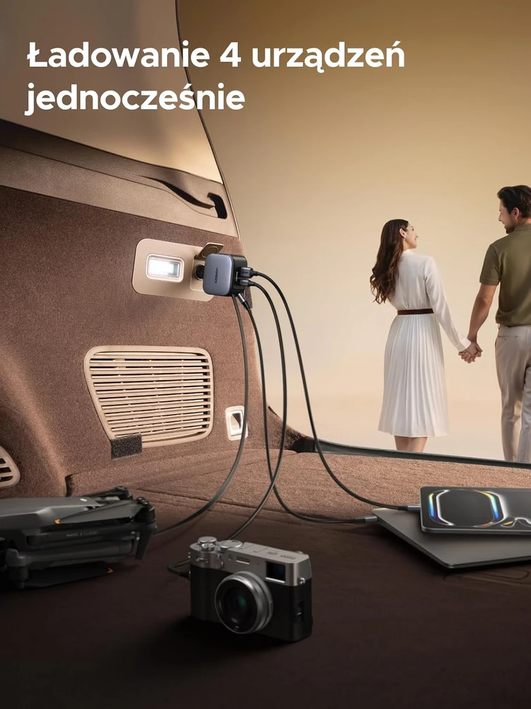 UGREEN automobilinis įkroviklis 145 W su USB-C kabeliu ir 4 prievadais EC604