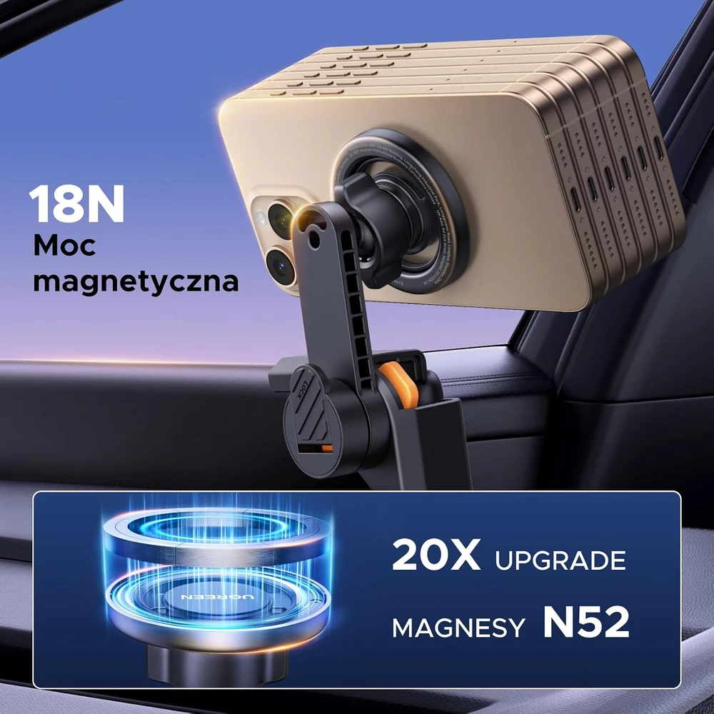 UGREEN automobilinis MagSafe telefono laikiklis Tesla Model 3/Y, pasukamas 360°, 65853