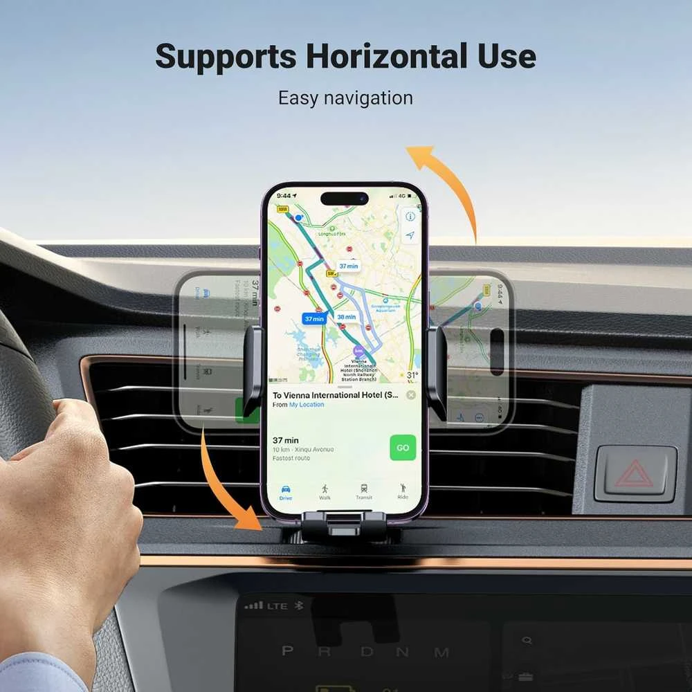 UGREEN automobilinis telefono laikiklis ant ventiliacijos grotelių, 360° pasukamas, juodas
