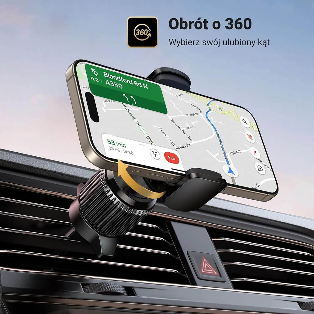 UGREEN automobilinis telefono laikiklis ventiliacijos grotelėms, 360° sukimas, 25920