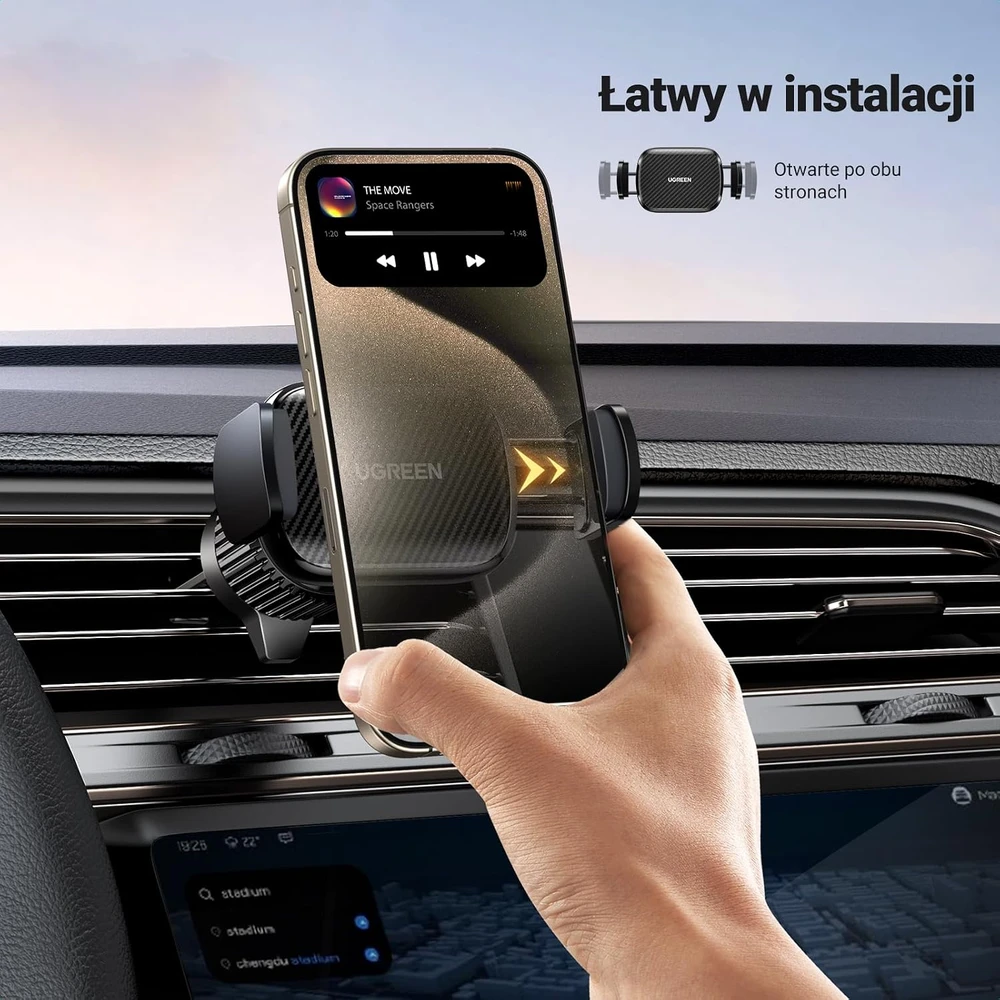 UGREEN automobilinis telefono laikiklis ventiliacijos grotelėms, 360° sukimas, 25920