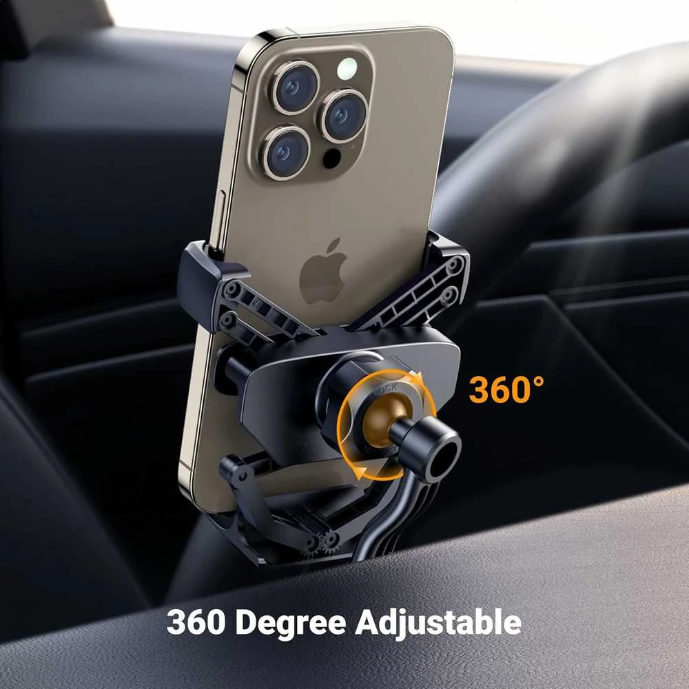 UGREEN automobilinis telefonų laikiklis su gravitacine sistema, 360° reguliavimu, ventiliacijos grotelių tvirtinimu
