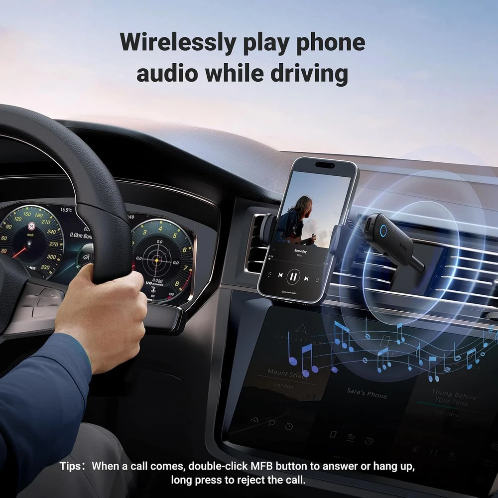 UGREEN CM403 AUX siųstuvas / imtuvas, Bluetooth 5.0 (juodas)
