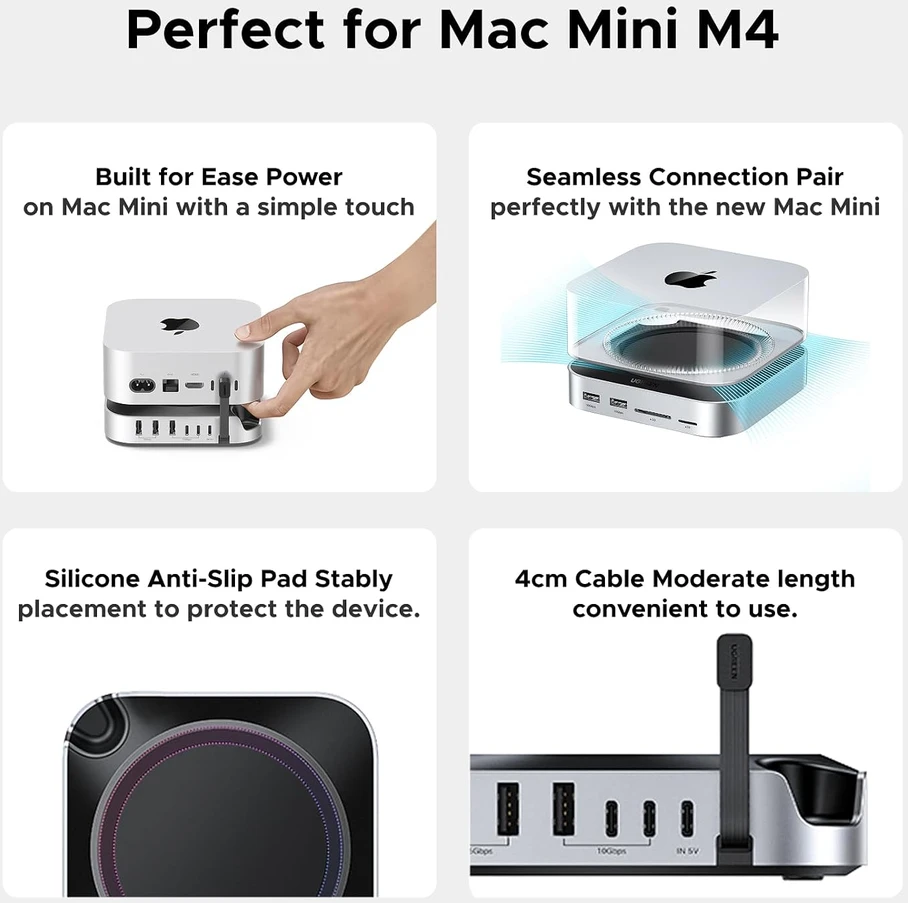 UGREEN USB-C į Mac Mini M4/M4 Pro 11w1 - pilka