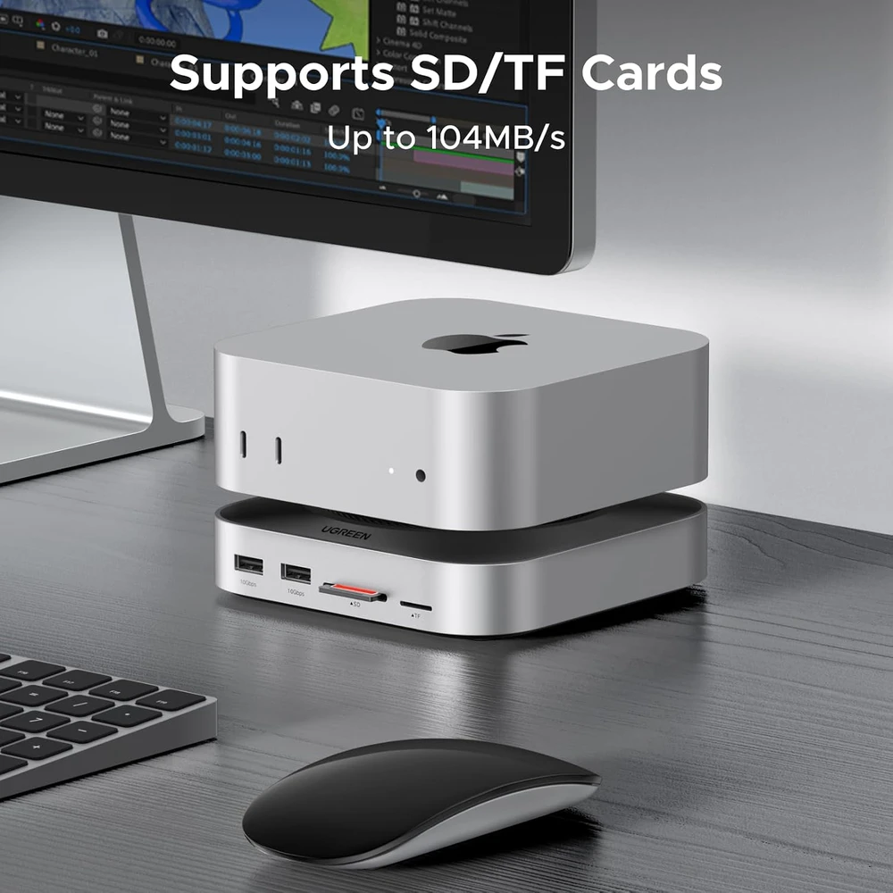 UGREEN USB-C į Mac Mini M4/M4 Pro 11w1 - pilka