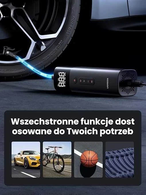 Drėkintuvas Ugreen CD259 oro kompresorius su baterija ir LED apšvietimu - juodas
