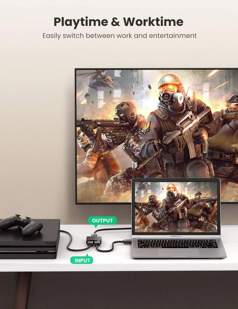 UGREEN HDMI keitiklis 4K@60Hz HDMI skirstytuvas dvikryptis keitiklis