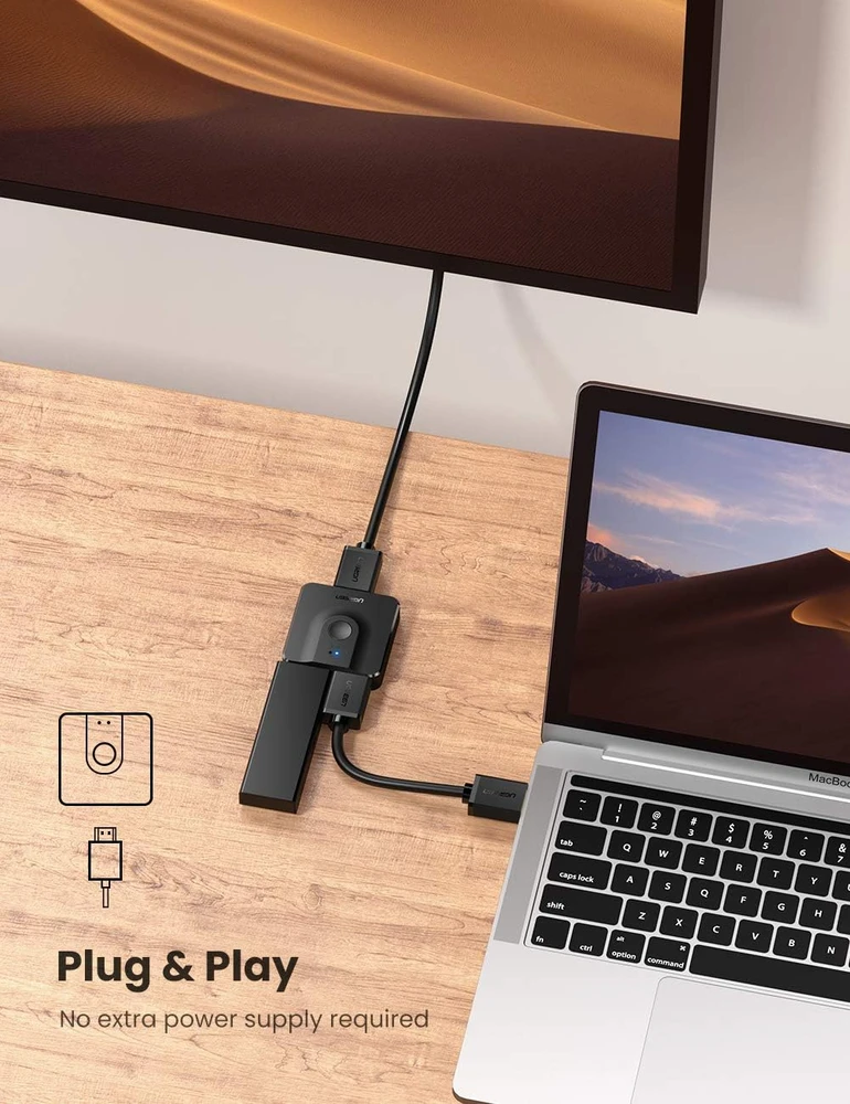 UGREEN HDMI keitiklis 4K@60Hz HDMI skirstytuvas dvikryptis keitiklis