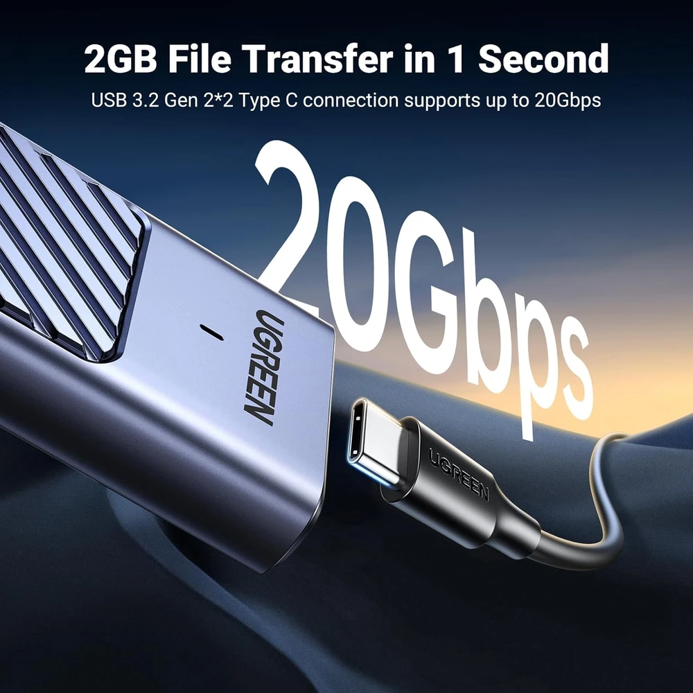UGREEN M.2 NVMe ir SATA SSD dėklas USB-C 3.2 Gen 2x2 20 Gbps 35576