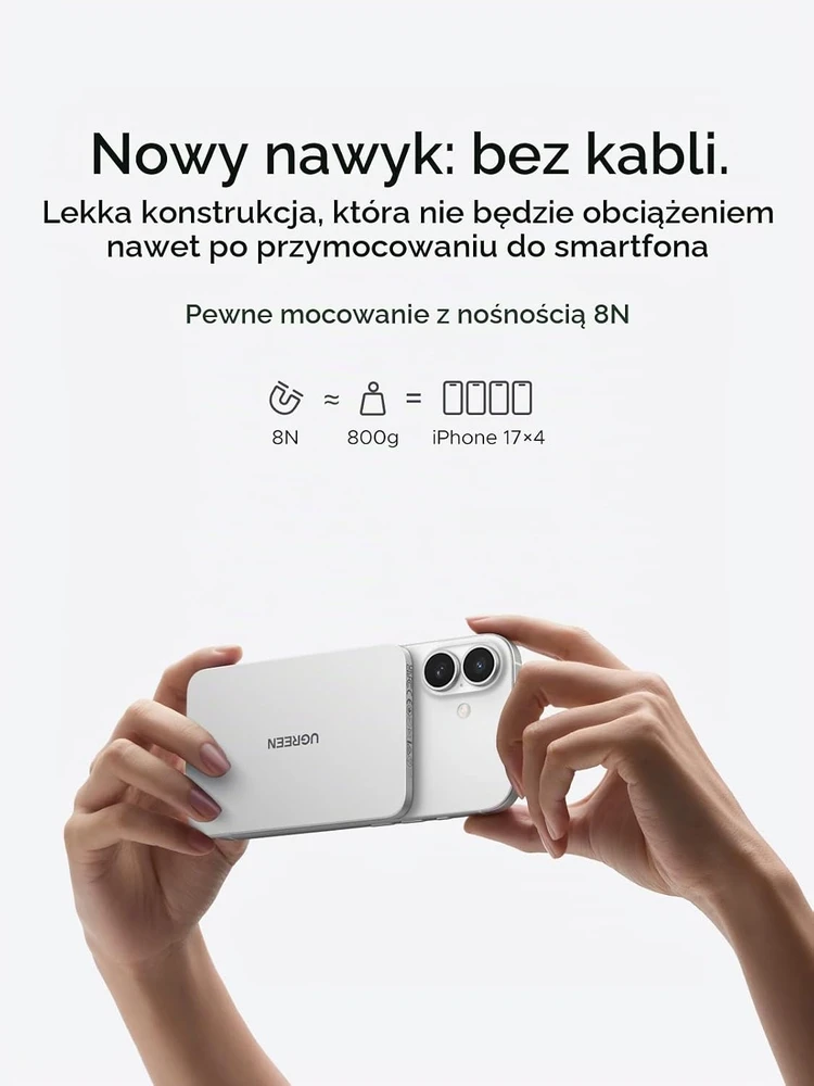UGREEN MagFlow Air magnetinis belaidis išorinis akumuliatorius 5000 mAh Qi2 15 W PB580