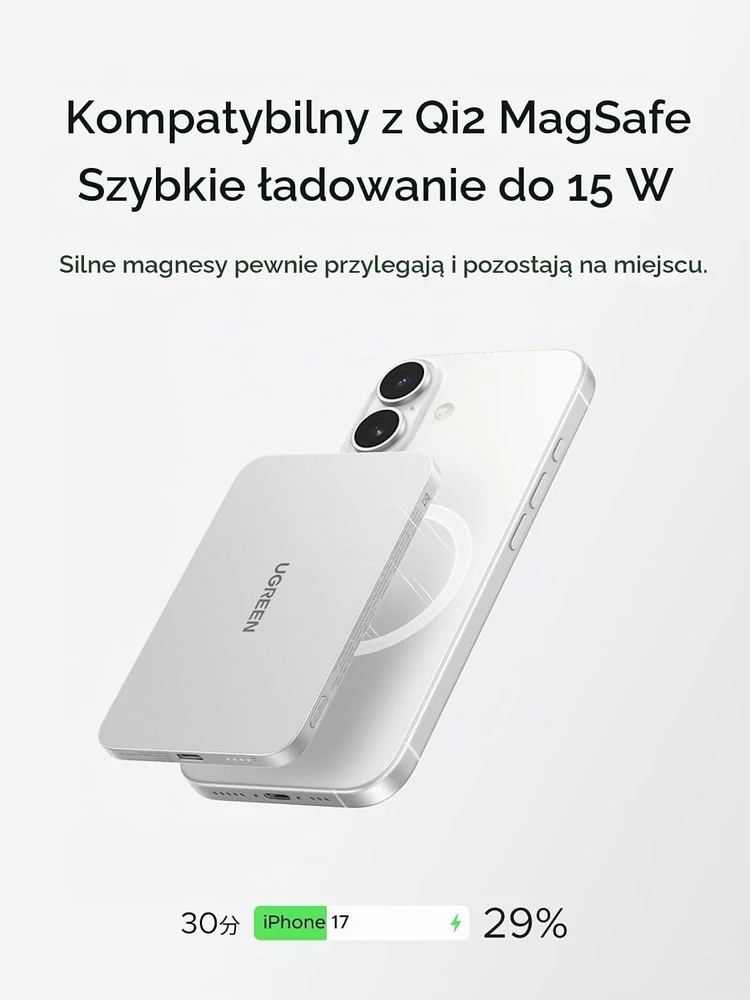 UGREEN MagFlow Air magnetinis belaidis išorinis akumuliatorius 5000 mAh Qi2 15 W PB580