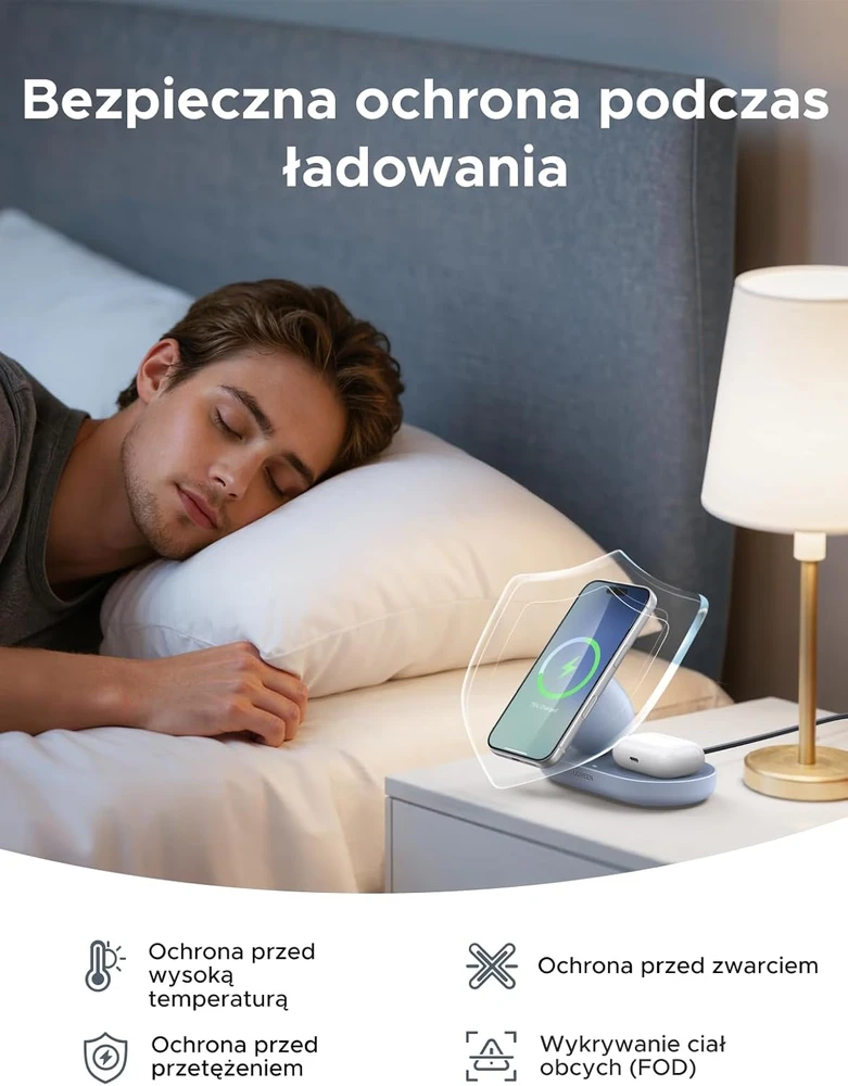 UGREEN magnetinis belaidis įkroviklis Qi2 15 W dviem įrenginiams W701