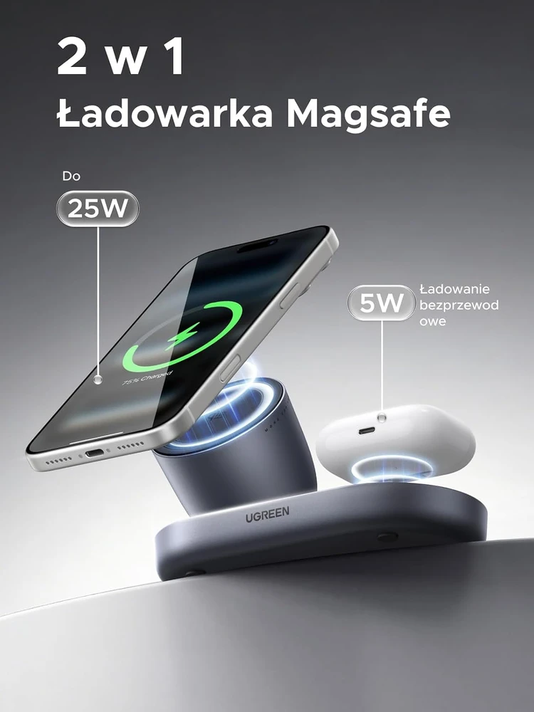 Įkroviklis indukcinė UGREEN W751 30W 2w1