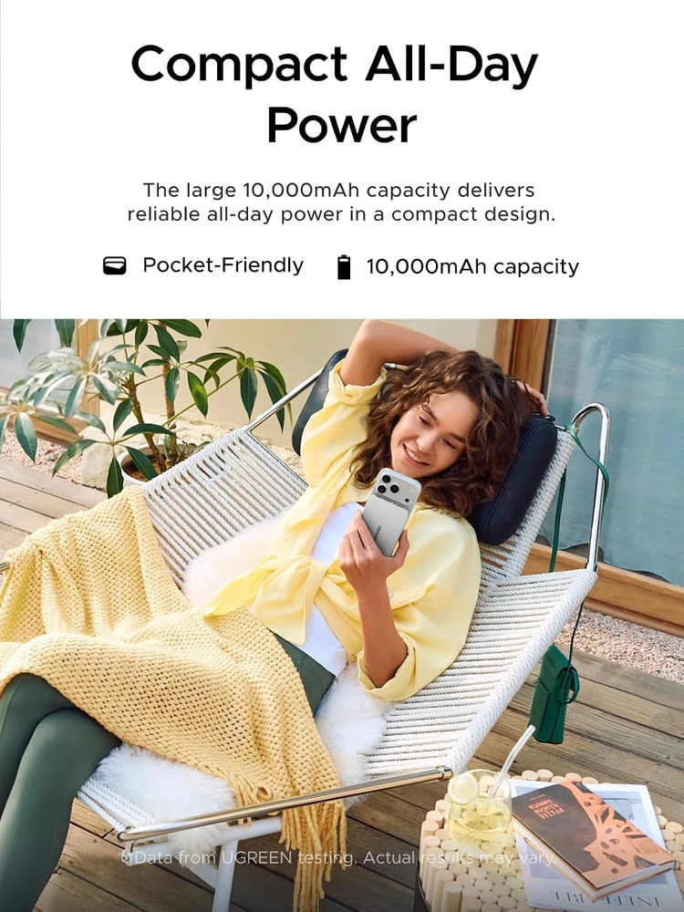 UGREEN magnetinis belaidis powerbankas 10000 mAh Qi2 15W USB-C 30W PB570