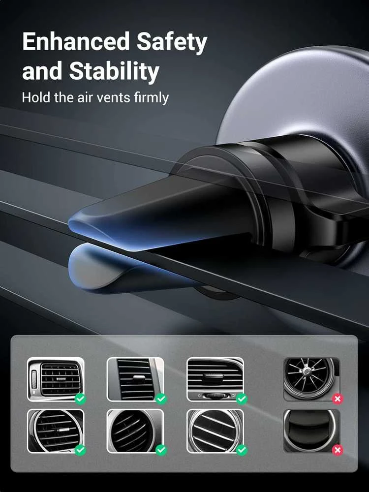UGREEN magnetinis MagSafe automobilinis telefono laikiklis, juodas, 90527