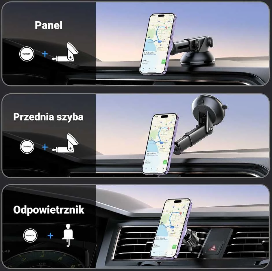 UGREEN magnetinis MagSafe automobilinis telefono laikiklis 2‑in‑1, mėlynas, 25704
