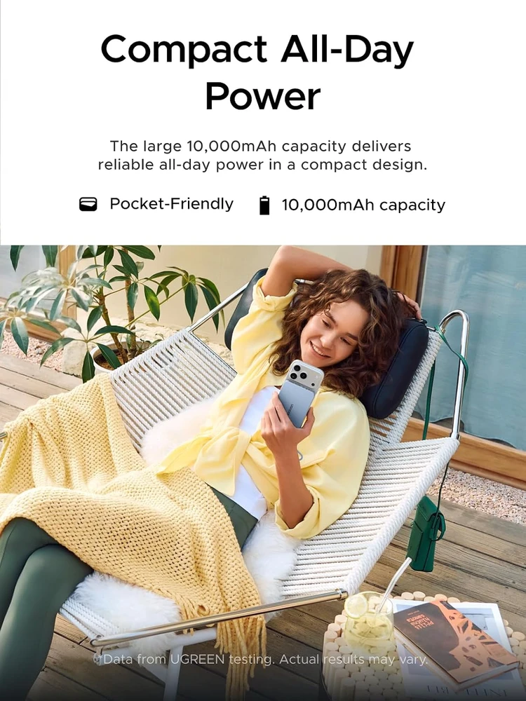 UGREEN magnetinis powerbankas 10000 mAh Qi2 15 W su USB-C laidu PB570