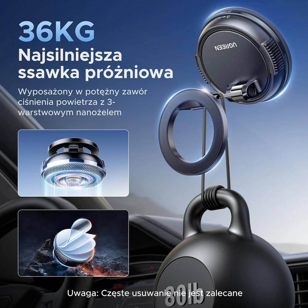 UGREEN MagSafe automobilinis telefono laikiklis N55, 360° pasukamas, 65187