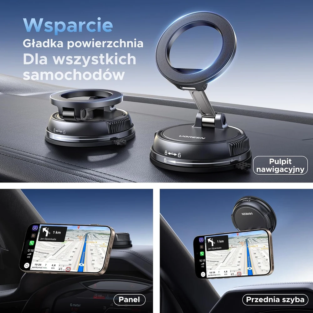 UGREEN MagSafe automobilinis telefono laikiklis N55, 360° pasukamas, 65187