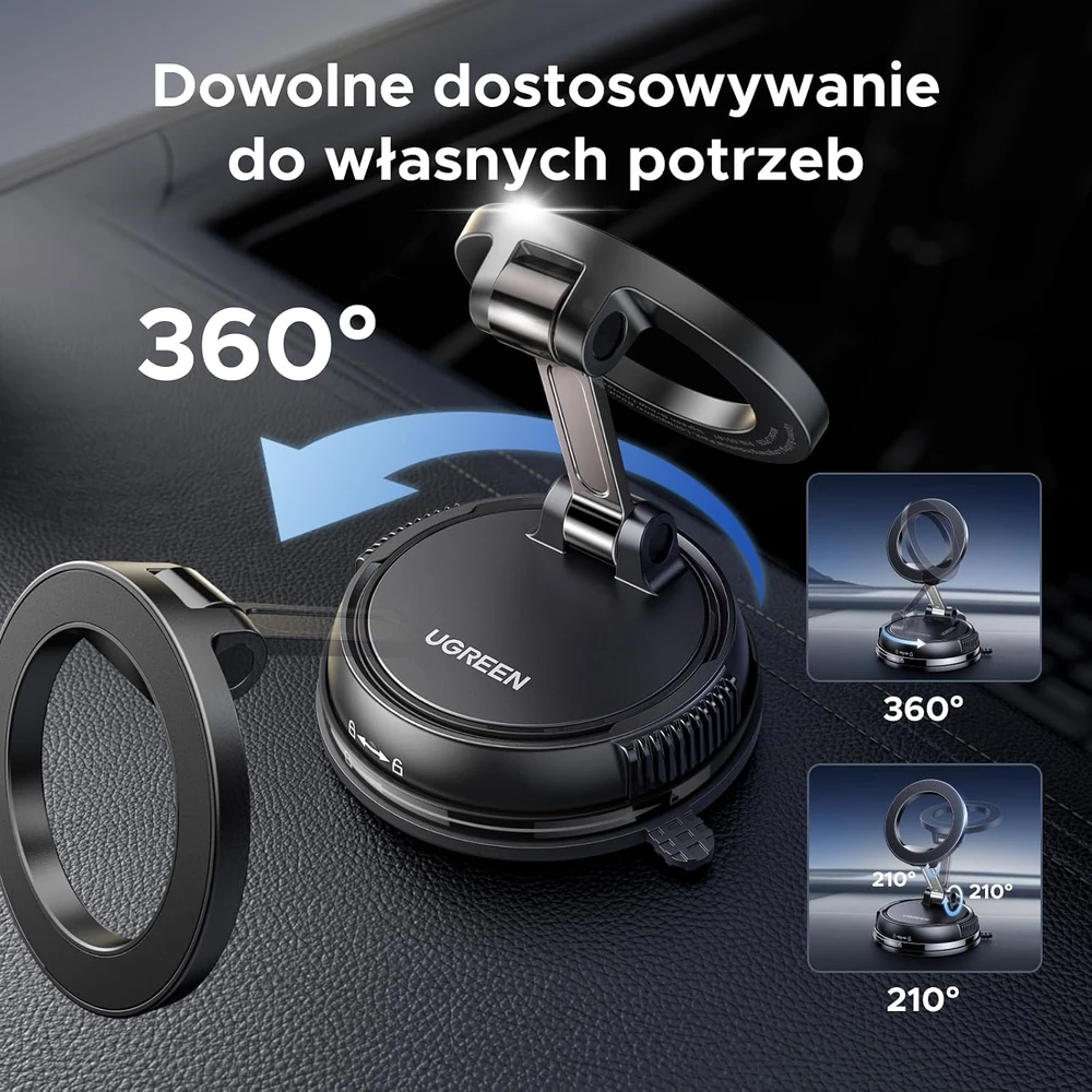UGREEN MagSafe automobilinis telefono laikiklis N55, 360° pasukamas, 65187