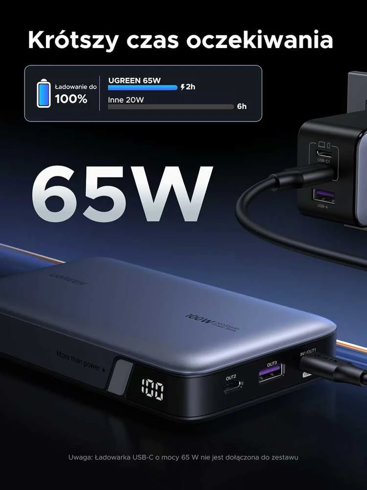 Nešiojamas įkroviklis UGREEN Nexode Power Bank 20000mAh 100W (su laidu)