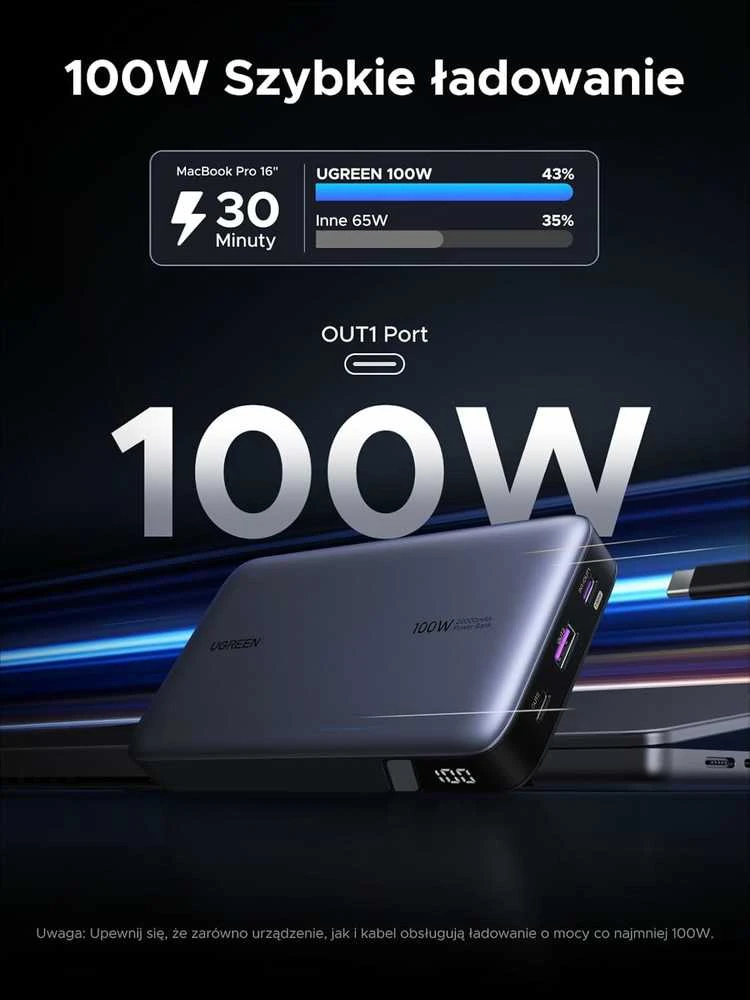 Nešiojamas įkroviklis UGREEN Nexode Power Bank 20000mAh 100W (su laidu)