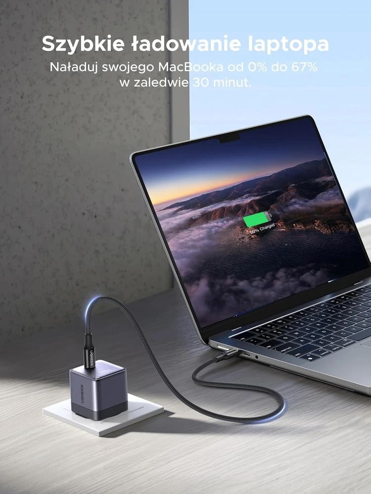 UGREEN Nexode Air USB-C tinklo įkroviklis 100 W su 1 m USB-C laidu, X880