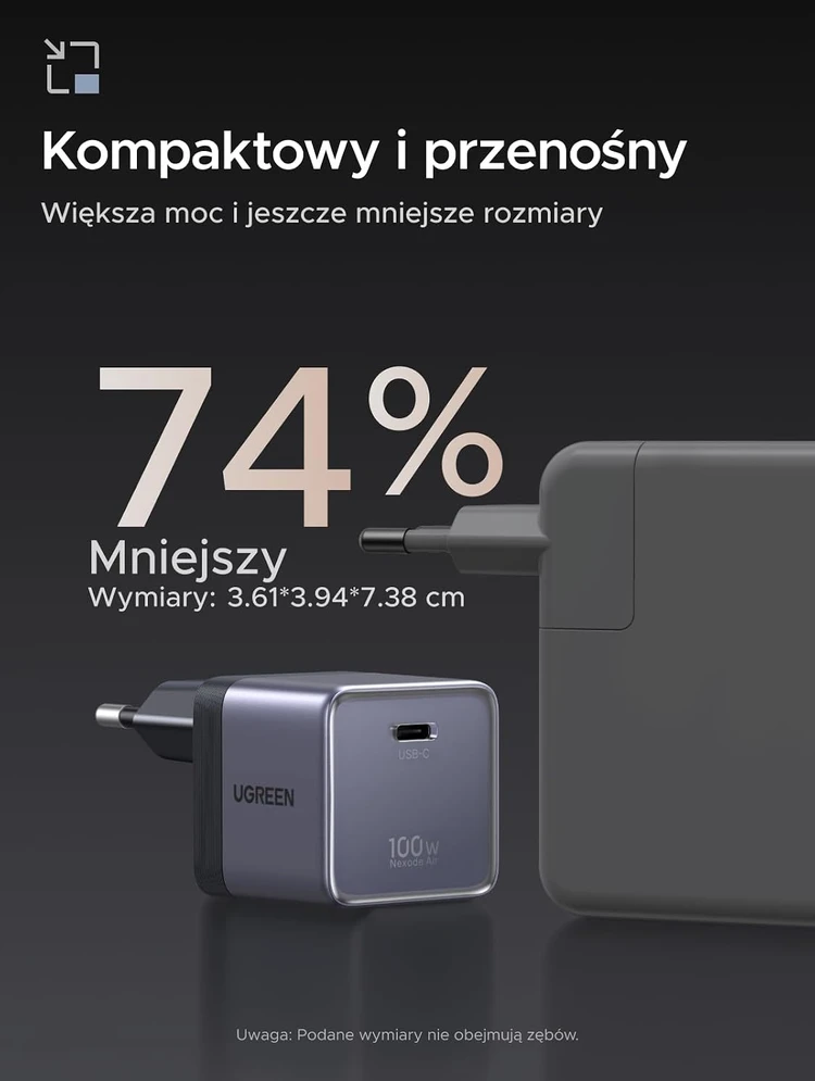 UGREEN Nexode Air USB-C tinklo įkroviklis 100 W su 1 m USB-C laidu, X880