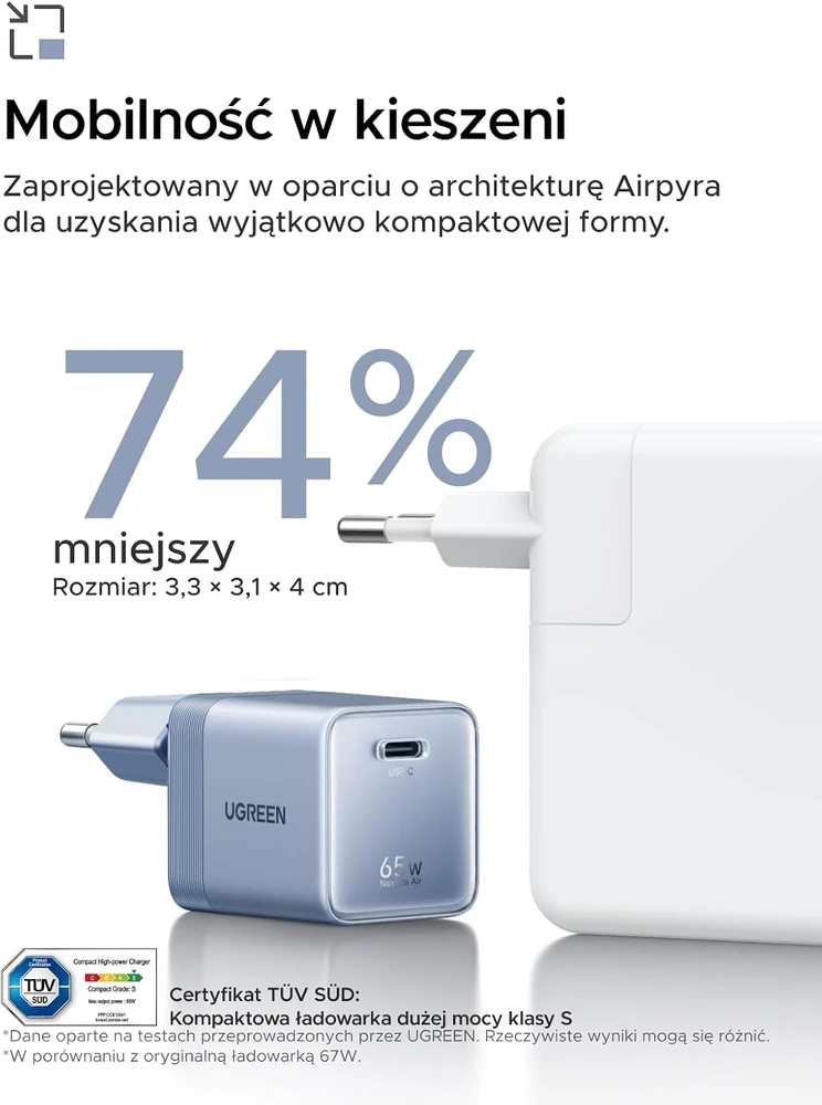 UGREEN Nexode Air USB-C tinklo įkroviklis 65 W, 1 prievadas, mėlynas, X860
