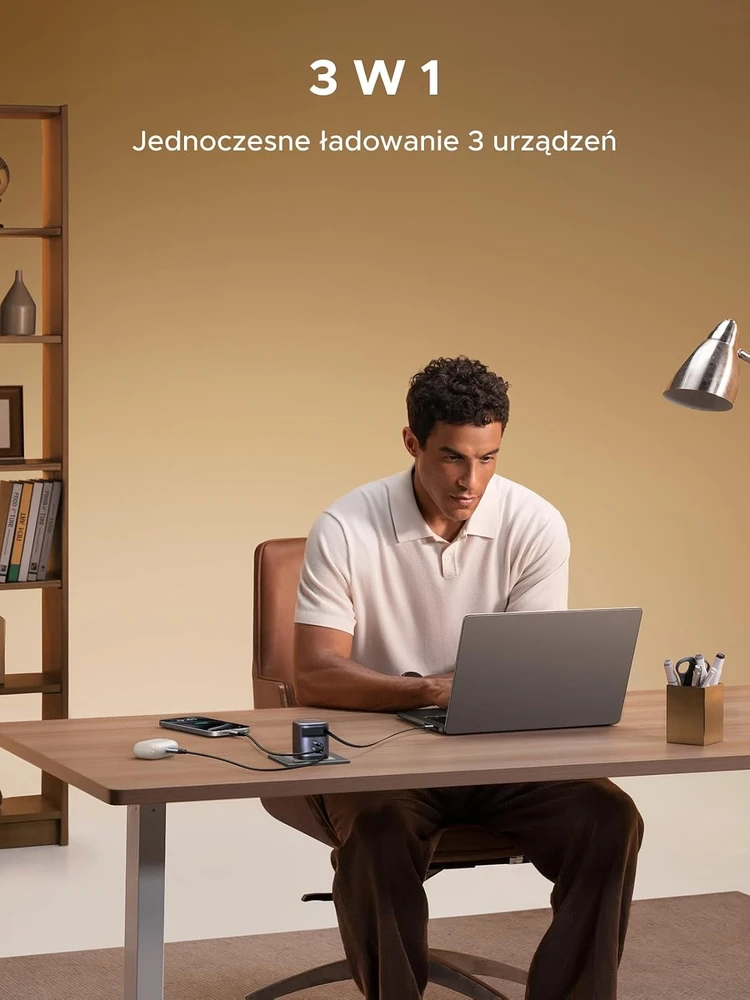 UGREEN Nexode GaN tinklo įkroviklis 65 W su ištraukiamu USB-C laidu, 3 prievadai, 55900