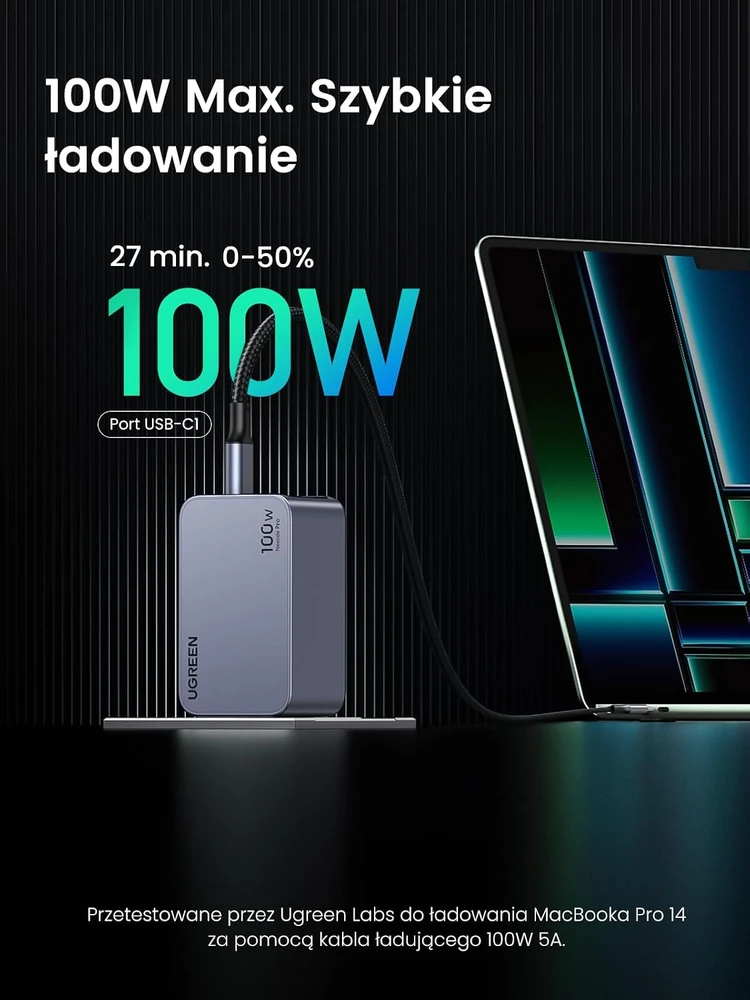 Adap. Ugreen Nexode pro 100W 3-port GaN