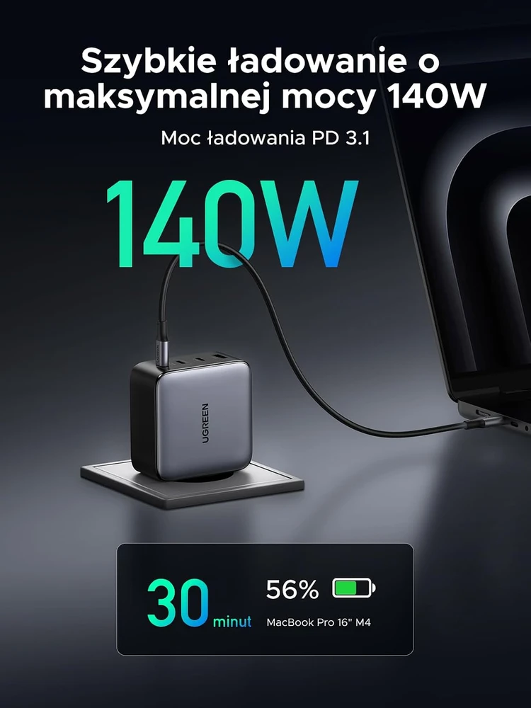 UGREEN Nexode tinklo įkroviklis 200 W su 4 USB jungtimis ir PD 3.1 140 W X764