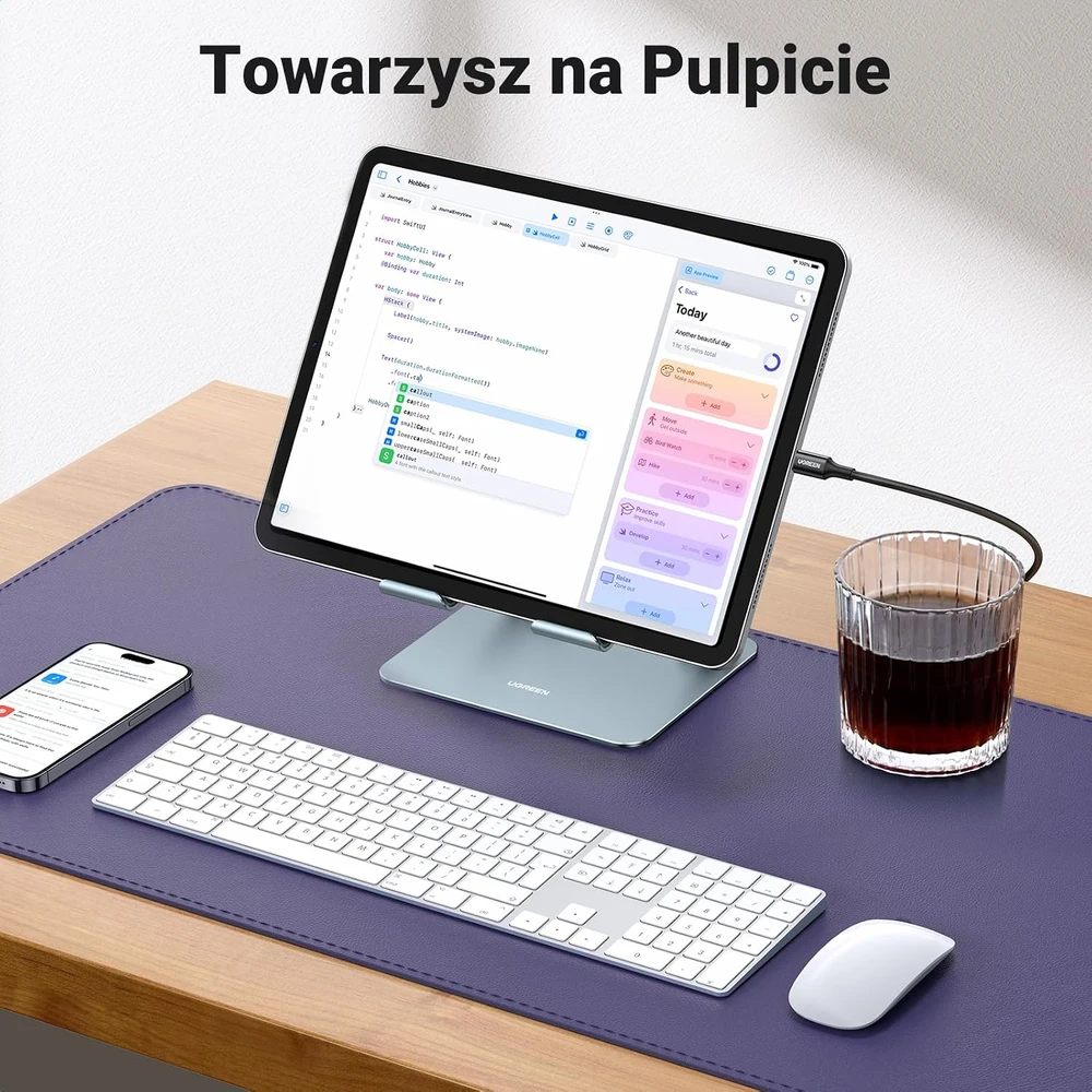 UGREEN reguliuojamas sulankstomas aliumininis planšetinio kompiuterio stovas iki 12.9 col., 90396