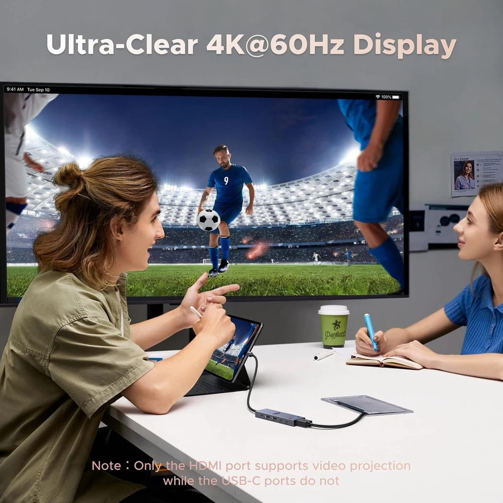 UGREEN Revodok 106 USB-C šakotuvas su HDMI 4K 60 Hz, 10 Gb/s ir PD 100 W AMUH12H