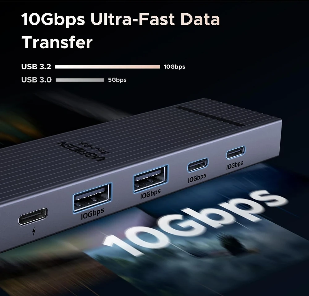 UGREEN Revodok 106 USB-C šakotuvas su HDMI 4K 60 Hz, 10 Gb/s ir PD 100 W AMUH12H